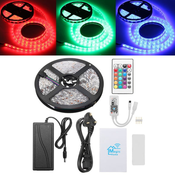 DC12V 5M SMD5050 Waterproof UK Plug Smart WiFi RGB LED Strip Light Work with Alexa Echo Google Home