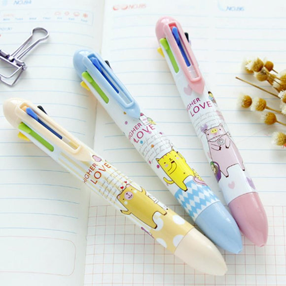 1Pcs 7 Colors Pressed Ballpoint Pen 0.5mm Multicolor Ballpoint Pen Multifunction School Supplies