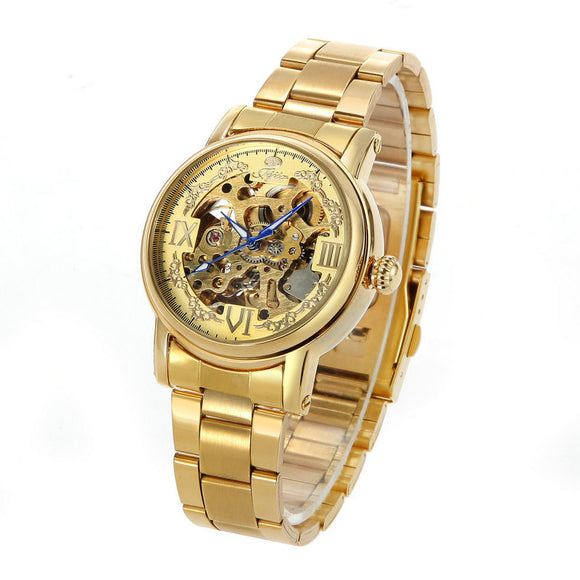 JIJIA Luxury Men Watch Hollow Roman Number Fashion Automatic Mechanical Watch