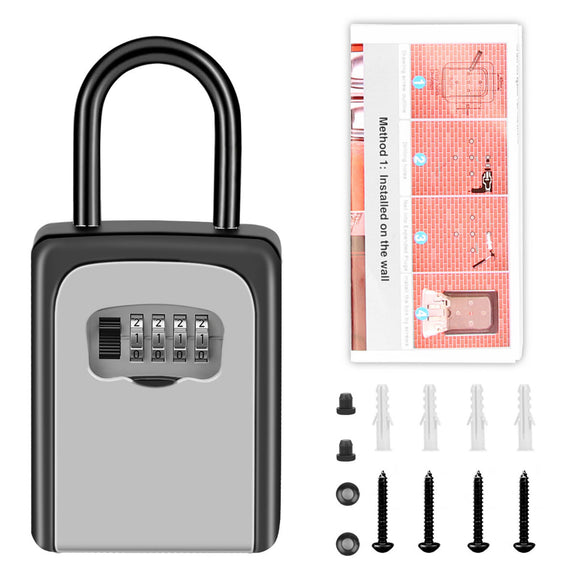4 Digit Combination Password Safety Key Lock Box Padlock Organizer Code Lock Storage Case