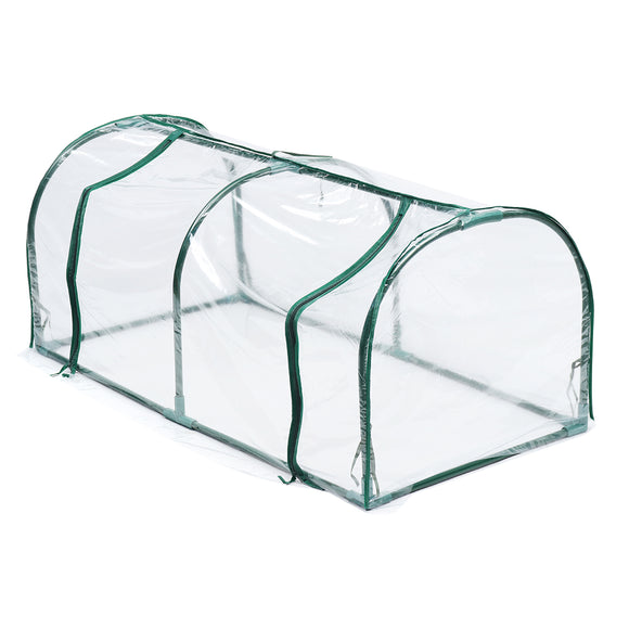 2 Sections Transparent Clear PVC Tunnel Greenhouse Green Planting Grow Box House Steel Frame