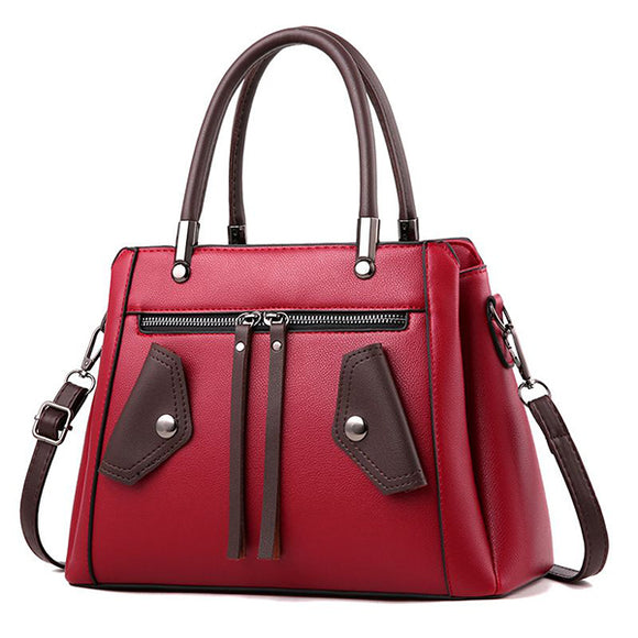 Women Zipper PU Leather Handbag Shoulder Bag Crossbody Bags Bucket Bag