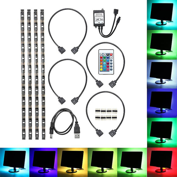 USB Powered 4 X 40CM SMD5050 LED RGB Color Changing Strip Light Full Kit For Computer TV Backlight