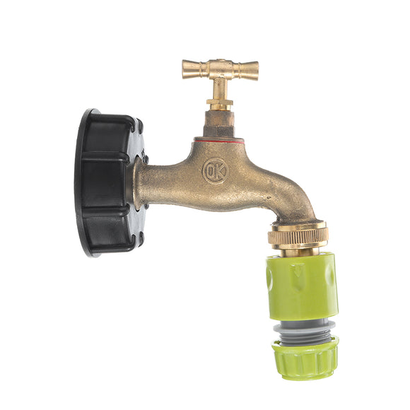 S60x6 IBC Tank Coarse Thread Adapter to Brass Garden Tap with 1/2'' Nozzle Pagoda Hose Tap Connector Replacement Multi-functional Valve Fitting Parts for Home Garden