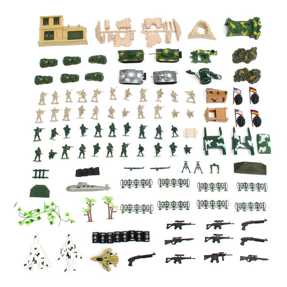 130 Pcs Plastic Military Model Children Toys Mini Soldier Army Men Figures Accessories Set