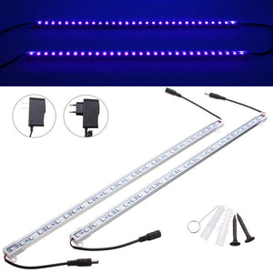 2PCS 50CM 5050 SMD UV Purple LED Strip Aluminum Tube Bar Light + Power Supply