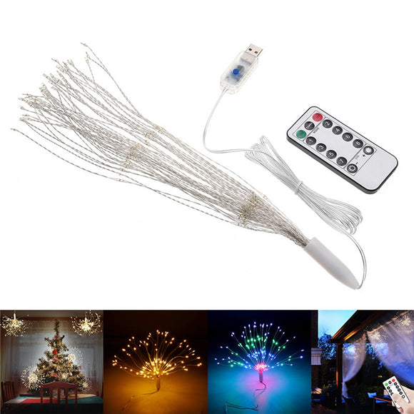 USB Powered DIY Firework Starburst 180 LED Fairy String Light Remote Control Christmas Decor DC5V