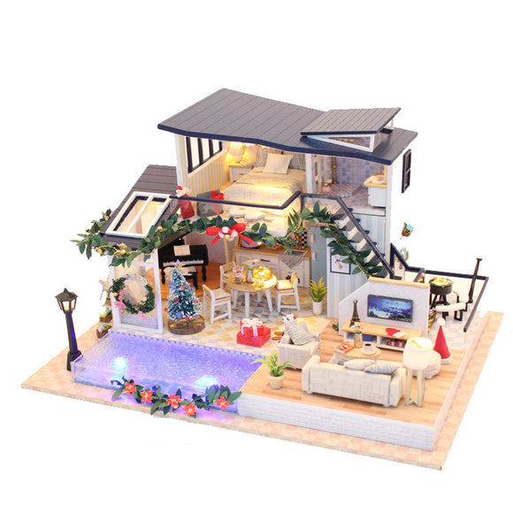 Hoomeda 13849 DIY Doll House Mermaid Tride Miniature Furnish 35cm With Cover Music Movement