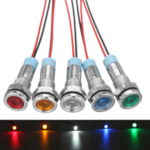 12V 6mm LED Indicator Light Pilot Dash Lamp Motorccyle Car Truck Boat Metal