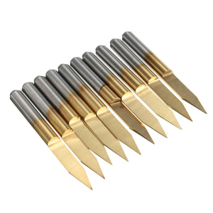 10pcs 3.175mm Shank 30 Degree 0.2mm PCB Engraving Bit Titanium Coated Carbide CNC Cutter Bits