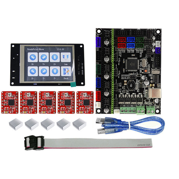 TFT32 Full Color LCD Touch Screen + MKS-GEN L Mainboard with 5Pcs Red A4988 Driver for 3D Printer