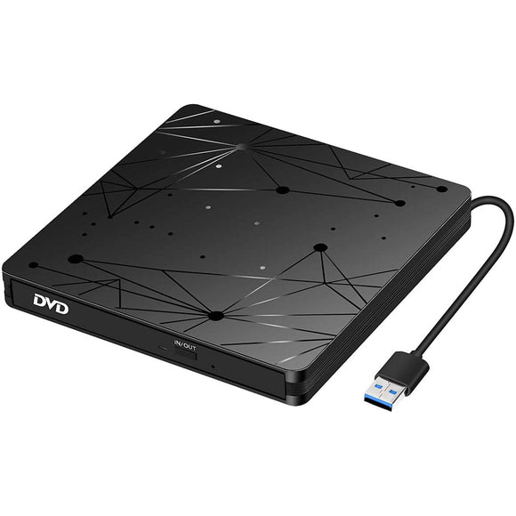 Portable USB 3.0 External Optical Drive CD/DVD+/-RW Drive Slim CD ROM Rewriter Burner for Windows Linux Mac Laptop Desktop PC