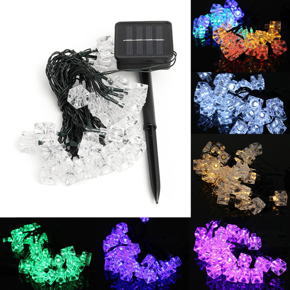 Solar Powered 6.4M 30LEDs Ice Cube Fairy String Light for Christmas Party Decor