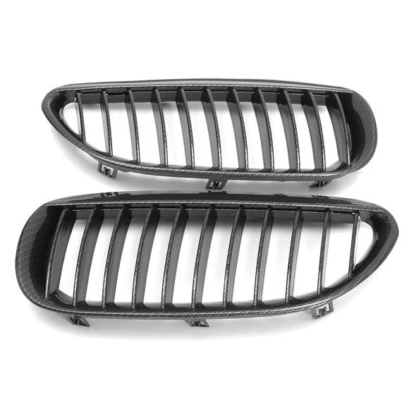 Pair Carbon Grain Grille For BMW E63 E64 6 Series 2 Door 2003 -2010