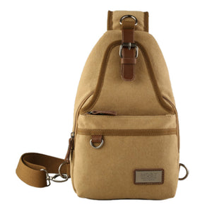 Men Canvas Retro Crossbody Bag Chest Bag Casual Outdoor Sports Shoulder Bag