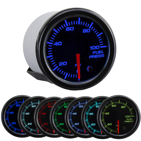 2'' 52mm 0-140 PSI Car Oil Press Pressure Gauge Pointer 7 Color LED Meter Sensor