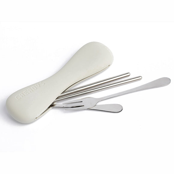 Stainless Steel Cutlery Set Flatware Set Chopsticks Fork Spoon Outdoor Travel Portable Three-piece