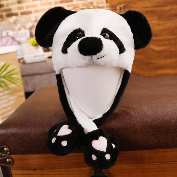 Panda Ear Hat 30CM Can Move Airbag Stuffed Plush Gift Record Video Dance Toy Neckerchief