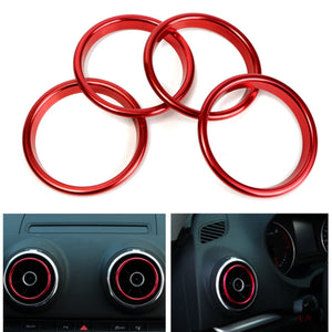 4pcs Air Conditioner Outlet Decorative Rings Bright Circle Red For Audi A3