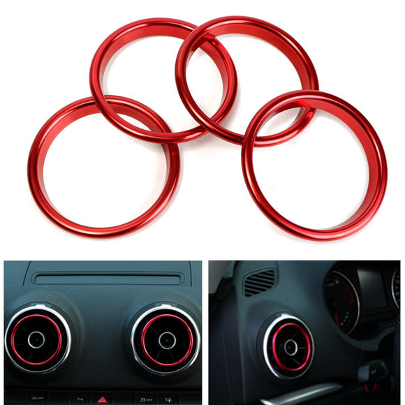 4pcs Air Conditioner Outlet Decorative Rings Bright Circle Red For Audi A3