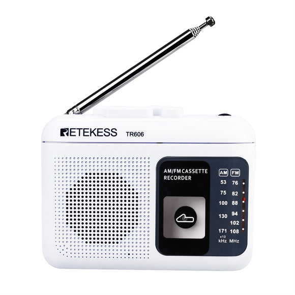 Retekess TR-606 FM AM Portable Radio with Cassette Playback Voice Recorder