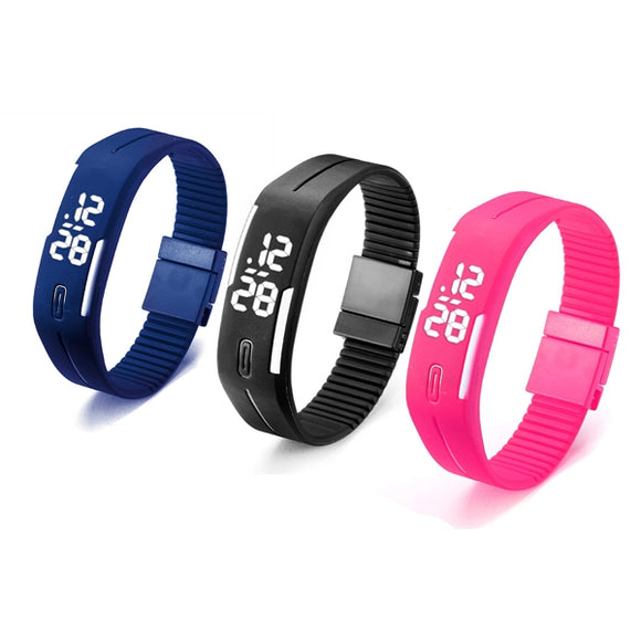 B4A Unisex Casual 3 Colors LED Rectangle Sport Digital Bracelet Watch