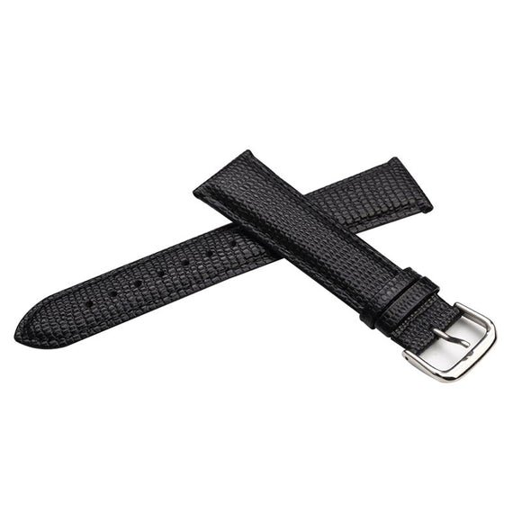 15/21mm Unisex Lizard Black Genuine Leather Watch Strap