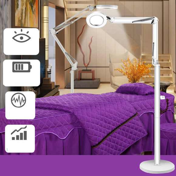 LED Lamp Magnifying Glass Cold Dimmable Floor Light Adjustable Height For Makeup Salon