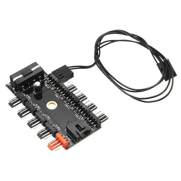 3pcs 12V 10 Way 4pin Fan Hub Speed Controller Regulator For Computer Case With PWM Connection Cable