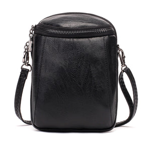 Leather Bucket Bag Round Crossbody Casual Phone Bag Camping Travel Bag Handbag Shoulder Bag