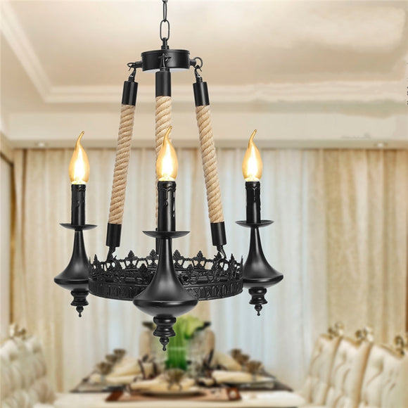 E14 3 Heads Iron Chandelier Living Room Dining Room Ceiling Light Pendant Light AC110-220V