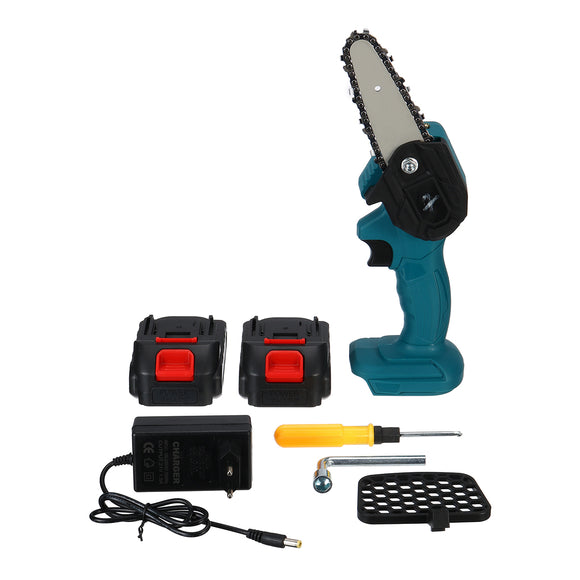 21V 4inch Mini Portable Electric Chain Saw Woodworking Wood Cutting Tool W/ 1/2PCS Battery