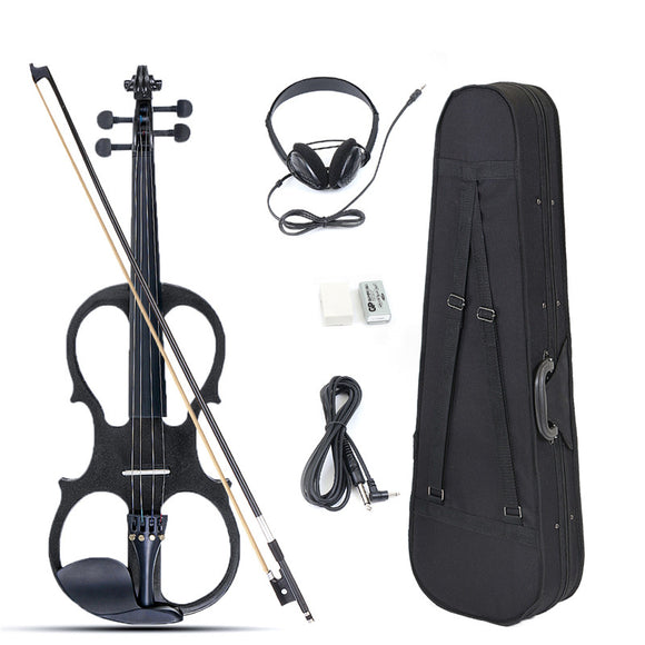 4/4 Electric Violin Full Size Basswood with Connecting Line Earphone & Case for Beginners