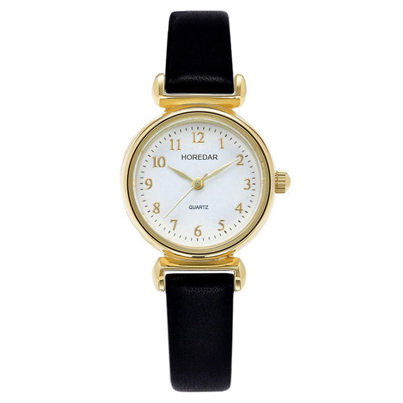 HORADAR H23 Retro Gold Small Dial Women Watches Casual Style Leather Strap Quartz Watch