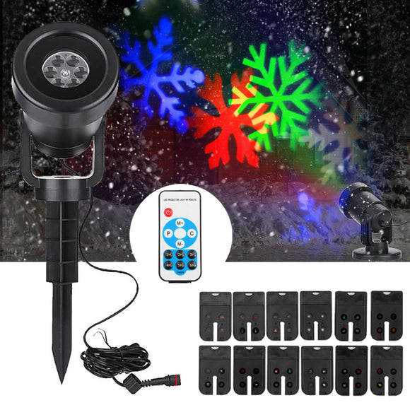 12 Patterns LED Waterproof Landscape Moving Laser Stage Light Projector for Chrismas Halloween