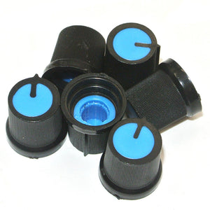 100Pcs Blue Plastic For Rotary Taper Potentiometer Hole 6mm Knob
