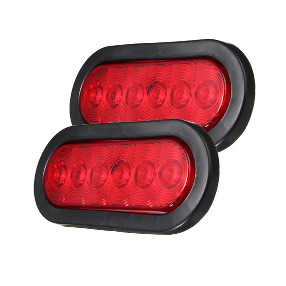 Red LED Stop Lights Side Marker Turn Signal Lamp Surface Mount Oval 17x8.2cm for Trailer Truck