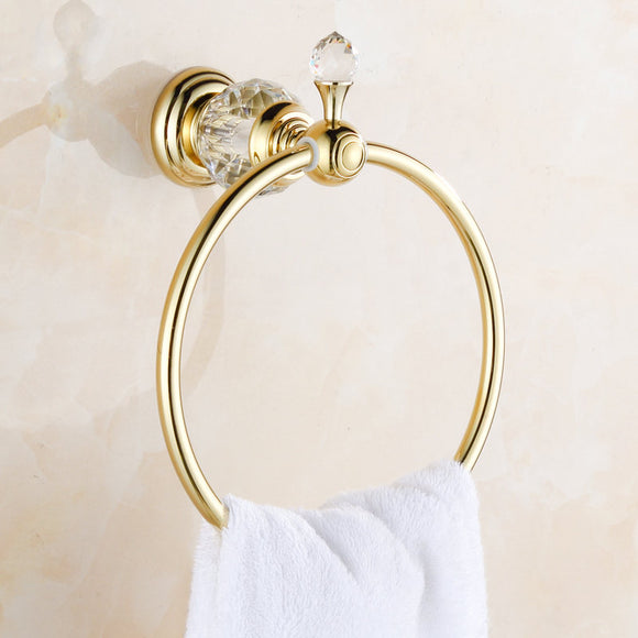 WANFAN HK-23 Home Bathroom Decorative Luxury Golden Crystal Wall Mounted Towel Holder