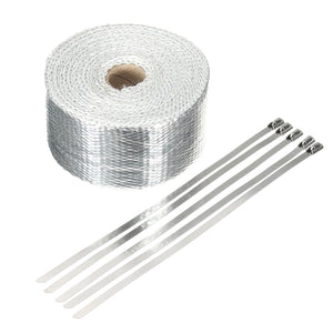 5M Silver High Heat Insulation Fiber Glass Wrap Exhaust Header Pipe Tape