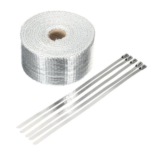 5M Silver High Heat Insulation Fiber Glass Wrap Exhaust Header Pipe Tape