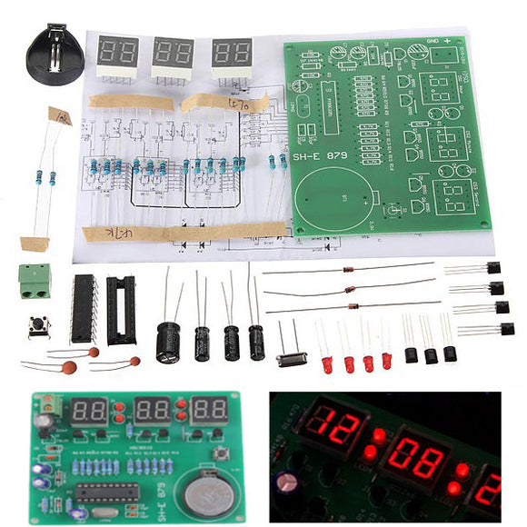 10Pcs DIY 6 Digital LED Electronic Clock Kit 9V-12V AT89C2051