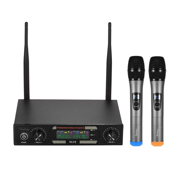 BAOBAOMI MU-878-1 Wireless Microphones Set with 1 Receiver 2 Handheld Microphone Color Screen for DJ Party Karaoke Business Meeting