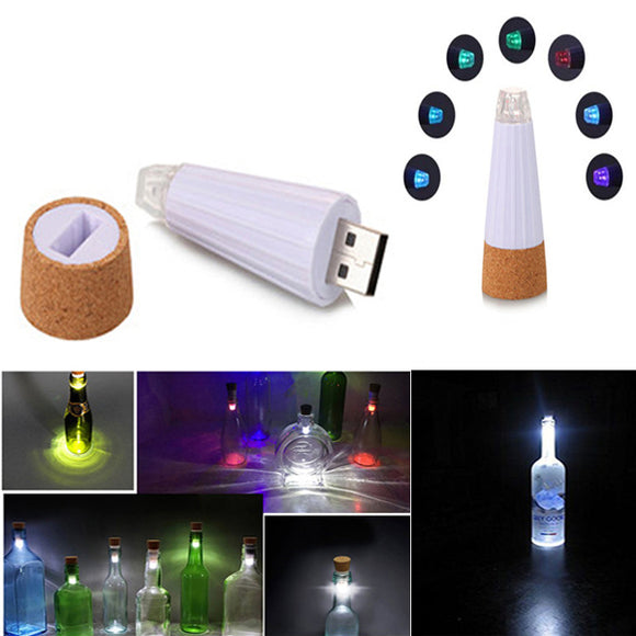Cork Shaped Rechargeable USB LED Night Light Multi-Color Pure White Wine Bottle Lamp For Christmas
