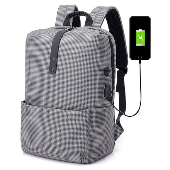 21L USB Backpack Stripe Business Bag 15.6 Inch Laptop Bag Travel Waterproof Polyester Storage Bag