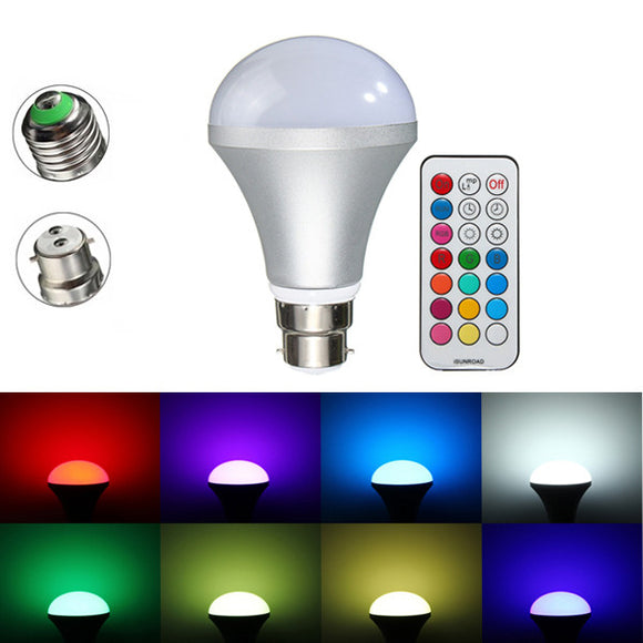 E27/B22 10W RGBW LED Light Bulbs Colorful Globe Lamp + Remote Control AC85-265V