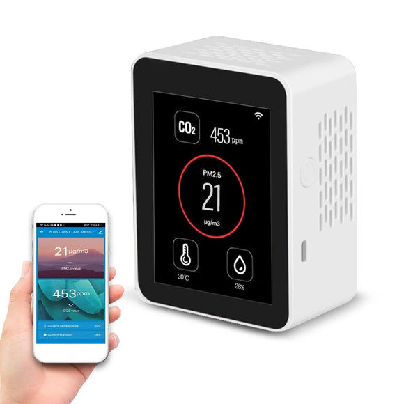WIFI 2.8 Inch TFT Color Display Screen Intelligent CO2 PM2.5  Air Quality Monitor Temperature Humidity Multifunctional Detector Air Quality Detector