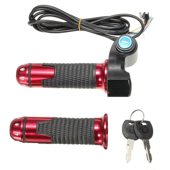 12-99V Universal Motorcycle Digital Handlebar Grips With Lock Keys Voltage Display 0.86in