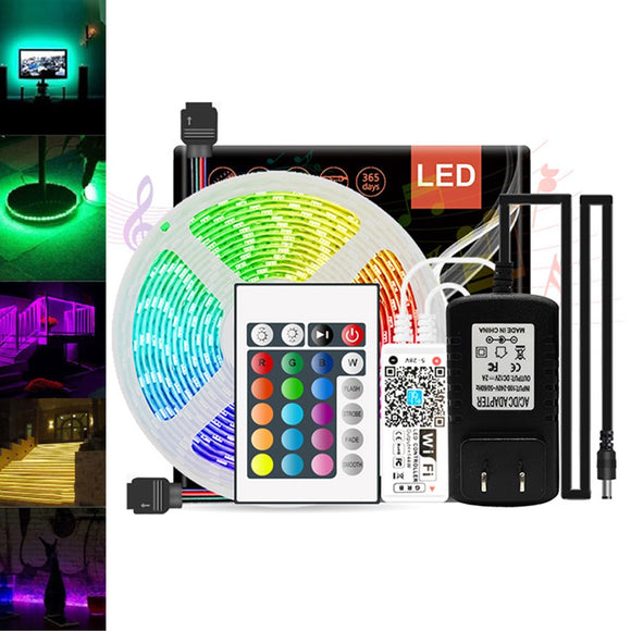 DC12V 24W Smart SMD3528 RGB 300LED Strip Light + 24Keys IR Remote Control + WiFi Controller + Power Supply