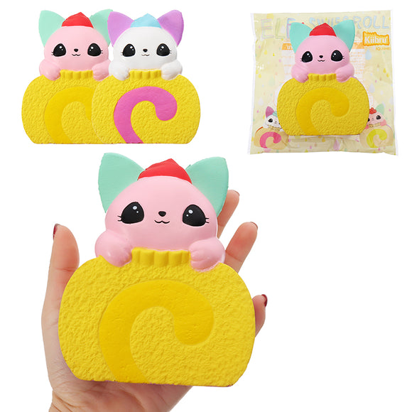Kiibru Squishy Cat Swiss Roll Cake 10.5cm Licensed Slow Rising With Packaging