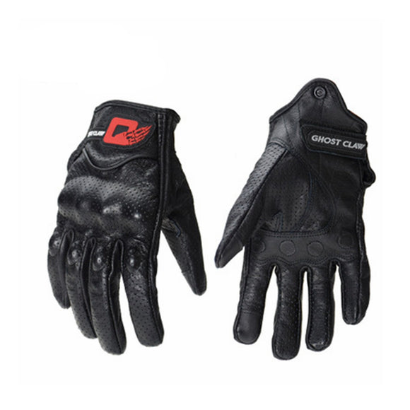 GHOST RACING Touch Screen Leather Gloves Motorcycle Bicycle Protective